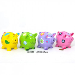 TIRELIRE COCHON FLEURS VERT