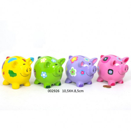 TIRELIRE COCHON FLEURS VERT